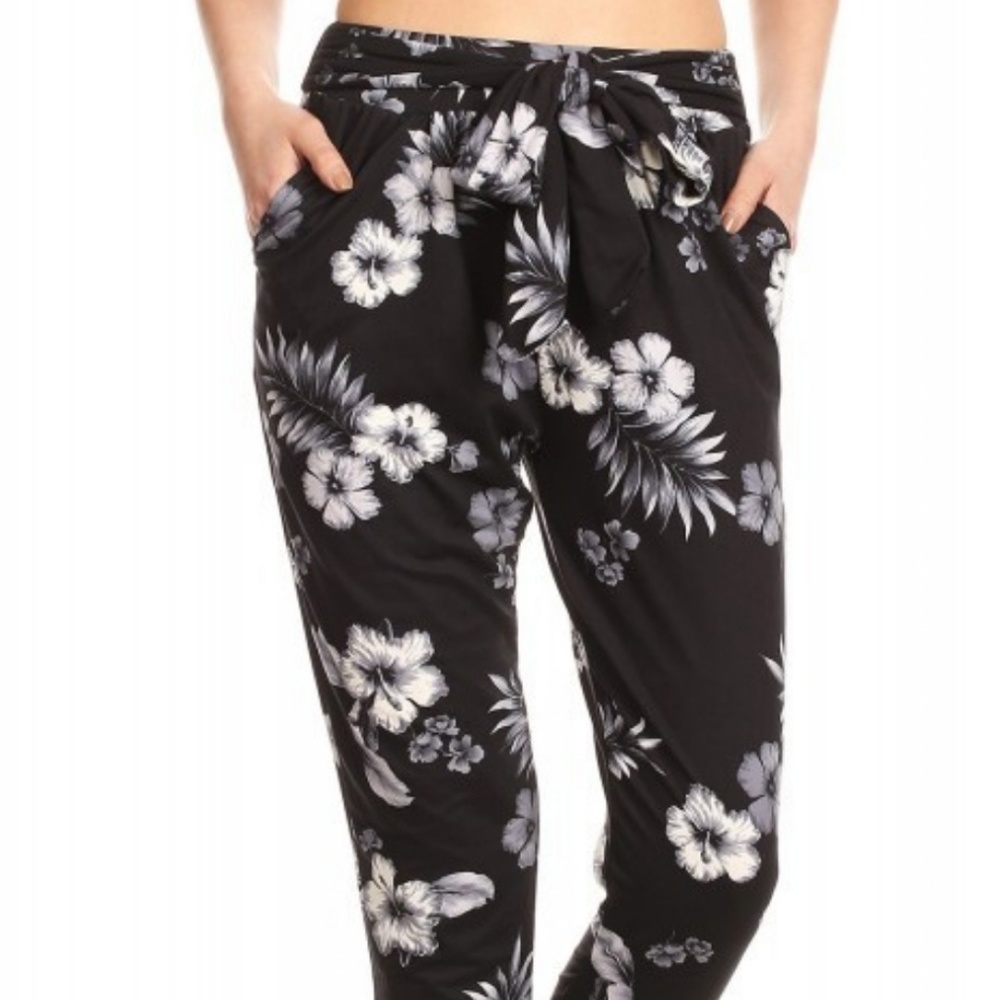 S/M  M/L Black Tropic Harem Pants
